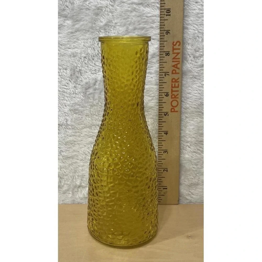 Vintage Dominion Glass DPS Amber Hobnail Vase 9